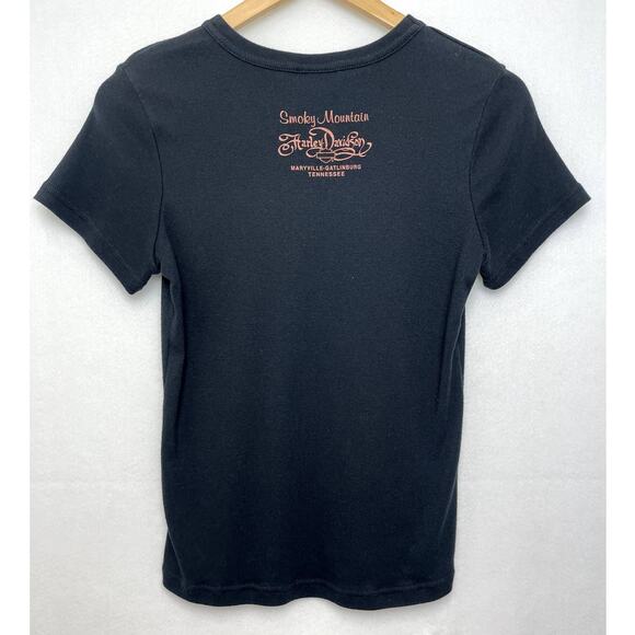 Harley Davidson Smoky Mountains Womens Tee Glitter Dragon Medium - Picture 3 of 6